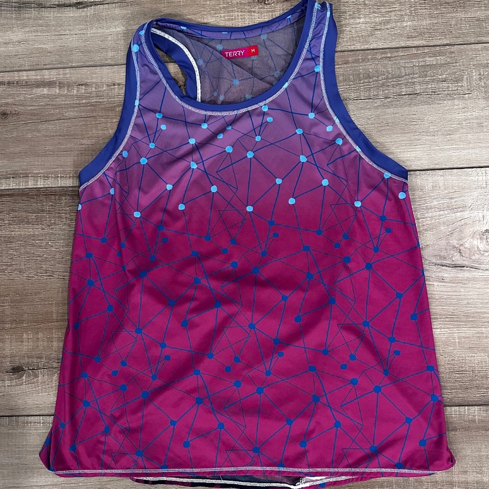Terry Cycling Women’s Sleeveless Mesh Tank with 2 pockets in back, Size Medium